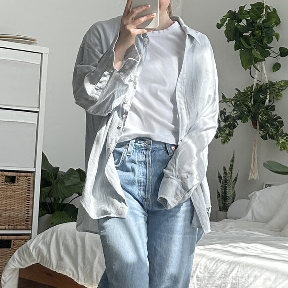 Wilfred Free Relaxed Linen Shirt in Blue Cloud 2XS - Picture 9 of 11